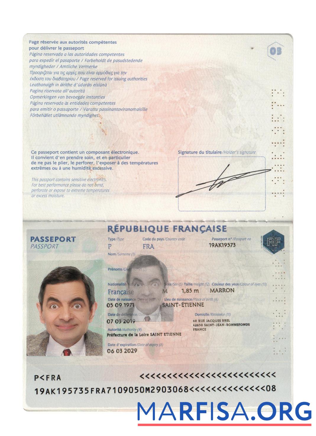 Blank France passport 2019 present download for verification
